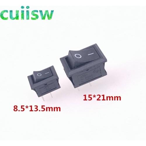 10 pcs/lot KCD1 15*21mm 2 Pin 250V 3A 6A Boat Switch 8.5*13.5mm Snap-in SPST ON OFF Rocker Position Switch