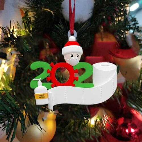2020 Christmas Tree Hanging Family Ornament Decorate Santa Claus Decoration Key Chain Xmas Gifts DIY Own Names, Wishes