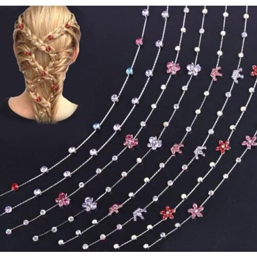 2021 Fashion Beautiful Braid Hairpin Accessory Glitter Crystal Rhinestone Bridal Wedding Hair Extension