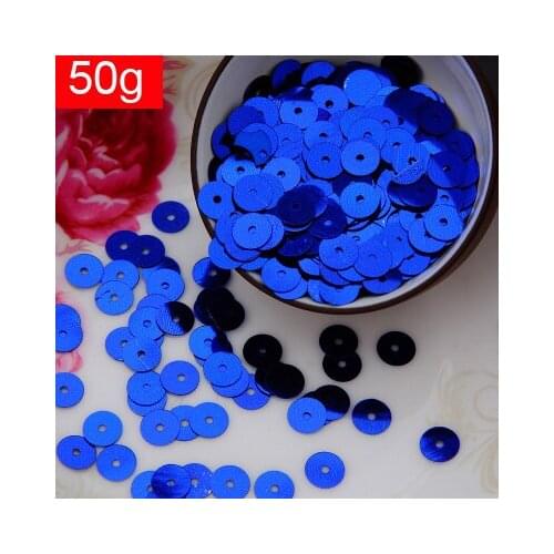 50g(10000pcs) 4mm Flat Round Loose Sequins pailletten Sewing Wedding Craft Good Quality Dark Blue Confetti Spangles