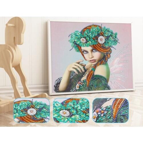 Flower Girl 5D Special Shaped Diamond Painting Embroidery Needlework Rhinestone Crystal Cross Craft Stitch Kit DIY Home Decor