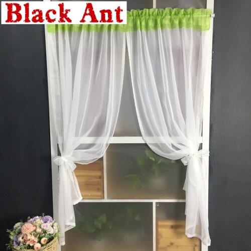 American Style White Sheer Curtain For Bay Window Sliced Side Tied Curtain For Kitchen Balcony Blinds Special Rod DL-WP184#40