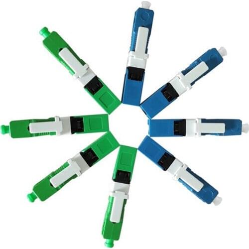 Free shipping 100PCS/Pack FTTH SC UPC SC APC Single-Mode Optical Fiber quick connector Embedded type SC UPC Connector Blue