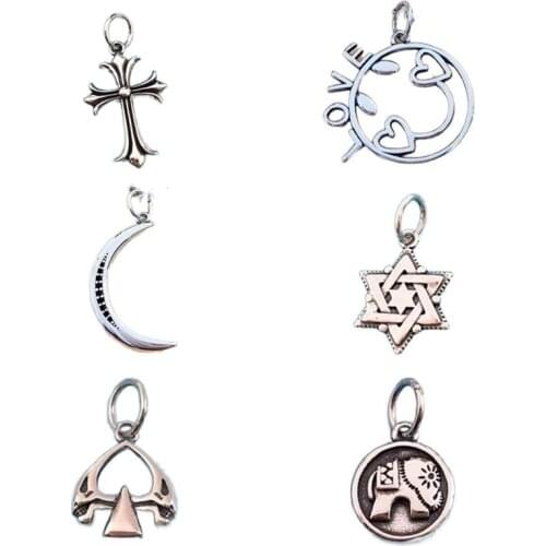 New Fashion Creative Handmade S925 Sterling Silver Retro Love Winding Pendant Cross Necklace Bracelet DIY Jewelry Accessories