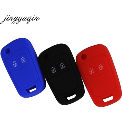 Jingyuqin Silicone Car Key Case Cover For Chevrolet Lova Sail Aveo Cruze for Vauxhall Opel Insignia Astra Buick Flip Remote Fob