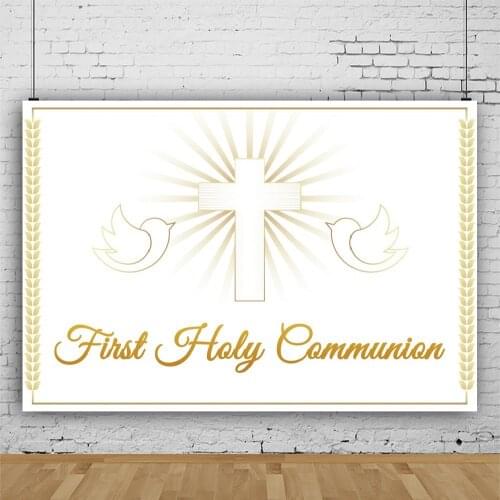 Pigeon Cross White Theme First Holy Communion Background for Kids Portrait Photography Decors Backdrops Studio Prop Accessories