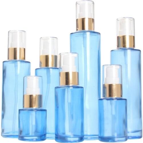 Blue Glass Empty Perfume Spray Bottle 20ml-120ml Fine Mist Atomizer Refillable Bottles Vial Essential Oil Cosmetic Pump Bottle