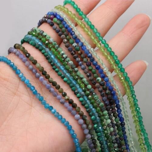 Natural Stone Faceted Beads 3mm Agates/Fluorite/Malachite/Olivine/Apatite/Obsidian For Jewelry Making DIY Necklace Accessory
