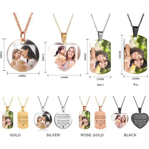 Customized Photo Name Necklace for Women Especial Tag Personalized Heart DIY Custom Letter Round Pendant Men Jewelry Lover Gift