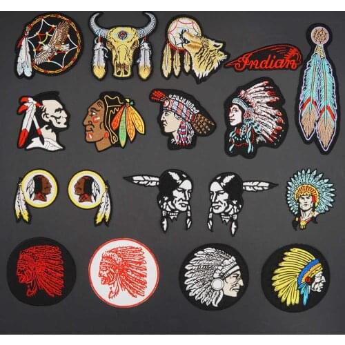 INDIAN Embroidered IRON ON Patches Motorcycle Knight Leather Vest Decoration Accessories Appliques