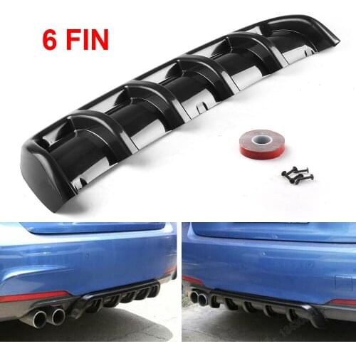 25"x 5" Universal Car Kit Rear Bumper Cover Trim Shark Fin Spoiler Lip Diffuser High Quality ABS Material