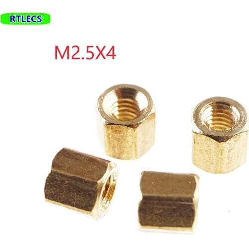 30pcs M2.5x4 M2.5 Brass Standoff Spacers Screw Female Hex Copper Pillar Isolation column bolt