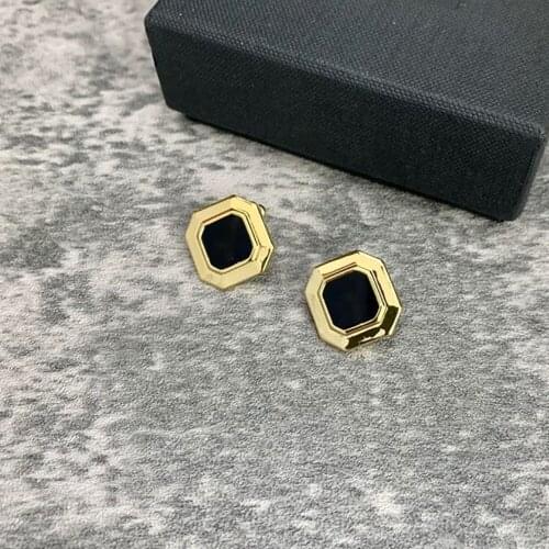 Hot Brand Black Gold Color Fashion Jewelery Woman Black Square Earrings Party High Quality Cute Fashion Party Studing Jewelry