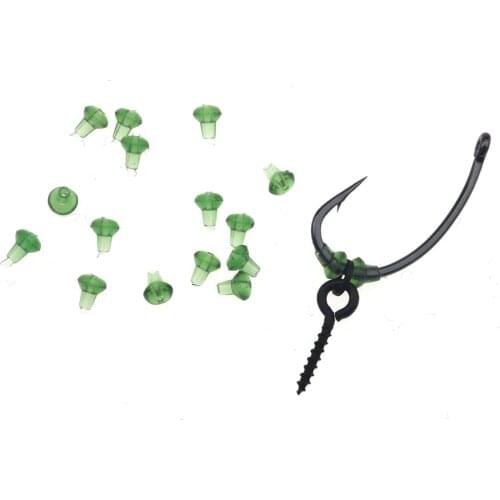 Rompin 50pcs Hook Stops Beads Carp Fishing Accessories Stopper Green Black Carp Fishing Hair Chod Ronnie Rig Pop UP Boilie Stop