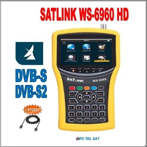 Satlink ws-6960 free dhl dvb s2 4.3 inch display DVB-S2 MPEG4 Satellite Finder Meter