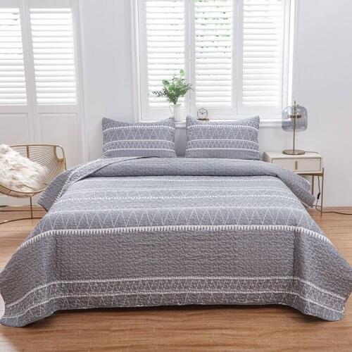 LUCKYBULL quilted quilt three-piece Bohemian double-sided bedspread soft and comfortable microfiber