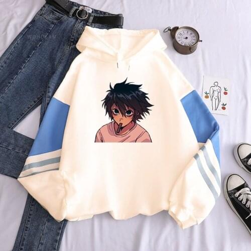 Japanese Anime Death Note Hoodie Streetwear Aesthetic Kawaii L Lawliet Men Women Long Sleeve Cartoon Harajuku Hoodies Sweatshirt