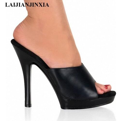 LAIJIANJINXIA 5 Inch High Heels Slippers Plump Crystal Shoes Sexy Pole Dancing Shoes Platform Womens Shoes Dance Shoes N-016