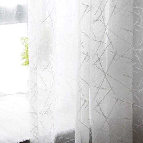 White Striped Tulle Curtain For Living room Bedroom Modern Linen Voile Sheer Window Drapes Curtains for Kitchen Blinds