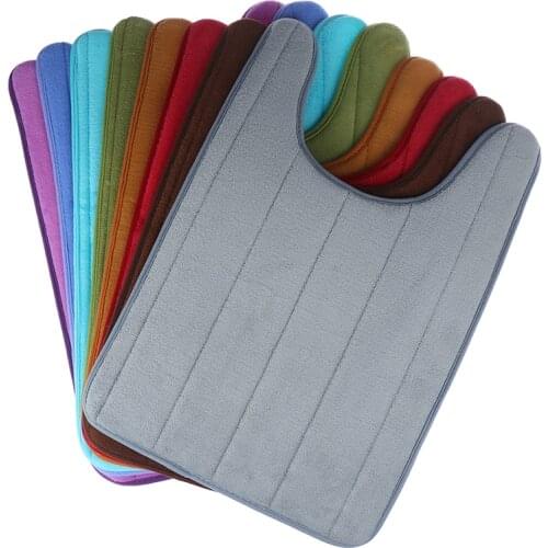 U-Shaped Memory Foam Bath Mats Toilet Mat Bathroom Coral Fleece Carpet Rug Anti-slip Floor Carpets Home Decor