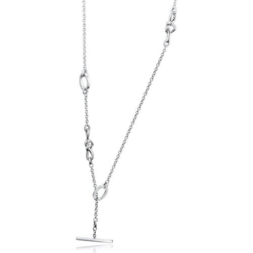 Knotted Heart T-Bar Necklaces 100% 925 Sterling Silver Jewelry Free Shipping