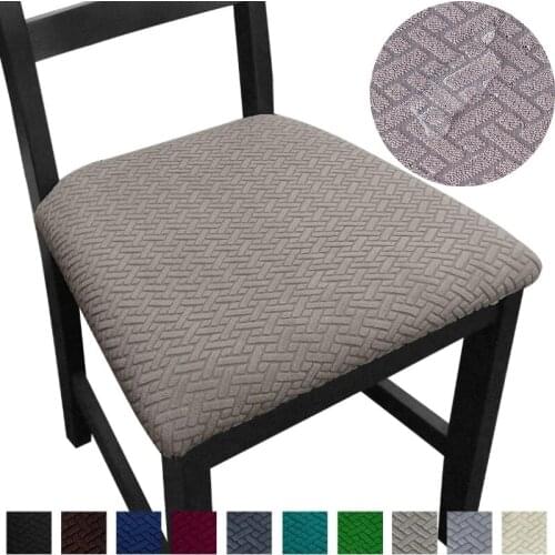 WaterProof Jacquard Spandex Dining Room Chair Seat Covers Removable Washable Elastic Cushion Cover For Upholstered Chair Banquet