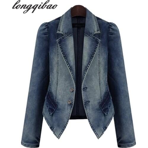 Europe and the United States women 2019 spring and autumn new large-size long-sleeved denim jacket Slim denim jacket AL7666
