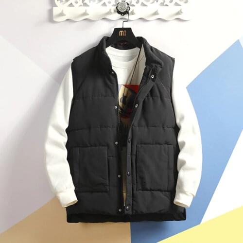 YASUGUOJI New Spring Warm Sleeveless Vests Jacket Men Fashion Slim Fit Cotton Padded Vest Casual Loose Coats Mens Waistcoat Men