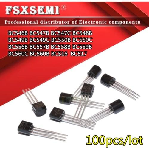 100pcs BC546B BC547B BC547C BC548B BC549B BC549C BC550B BC550C BC556B BC557B BC558B BC559B BC560C BC560B BC516 BC517 TO-92