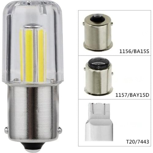 2Pcs 1156 BA15S LED Car Turn Signal Lamp 1157 BAY15D 7443 T20 COB Filament Auto Brake Light Reverse Bulb 12V DC