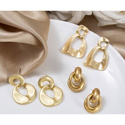 2021 New Matte Color Geometric Shape Fashion Simple Design Simple Style Earrings Jewelry