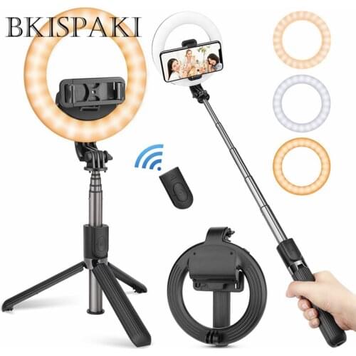 4 in 1 selfie ring light wireless Bluetooth selfie stick mini tripod Handheld Extendable selfie stick With Remote Led ring light