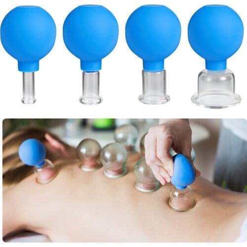 5 Sizes Vacuum Cupping Cup Anti-cellulite Massager Rubber Head Glass Suction Body Cups Family Medical Chinese Therapy HealthCare