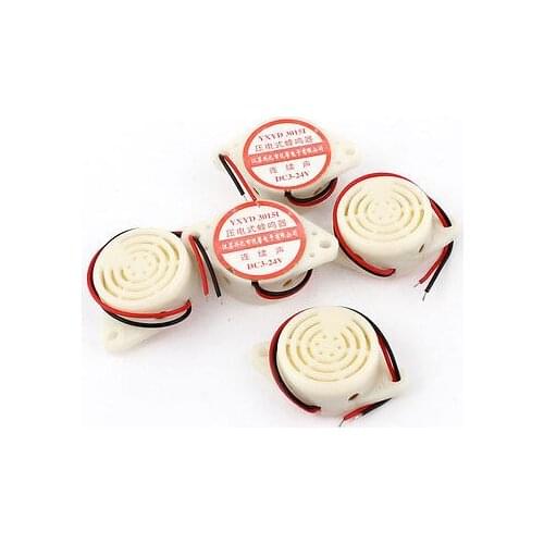 5Pcs DC 2-34V Wire Leads Industrial Piezo Electronic Alarm Buzzer White