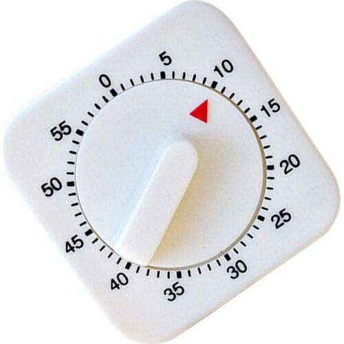60-Minutes Mechanical Timer Reminder Novelty White Square Digital Count Down Alarm Counting for Kitchen Cooking Tool
