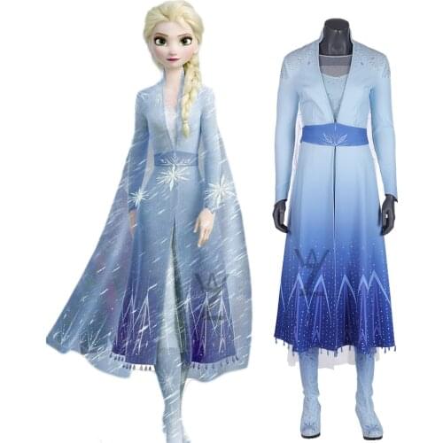 Shining Sequin Dress Queen Elsa Cosplay Costume and Boots Fancy Blue Dress Carnival Halloween Outfits