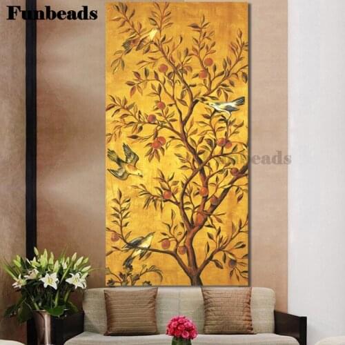 Large DIY 5D full circles quare diamond painting wealth tree and bird cross stitch painting hobby craft home decor FF4226