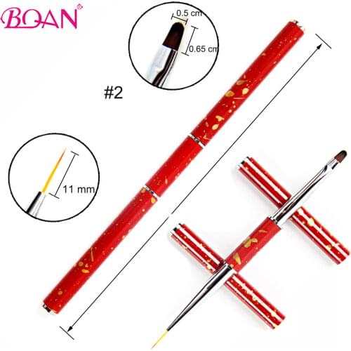 BQAN 1 Pc Double-ended 11 mm Nail Liner Brush Pen Liner Drawing UV Gel Painting Pen Brushes Rhinestone Handle Manicure Art Tools