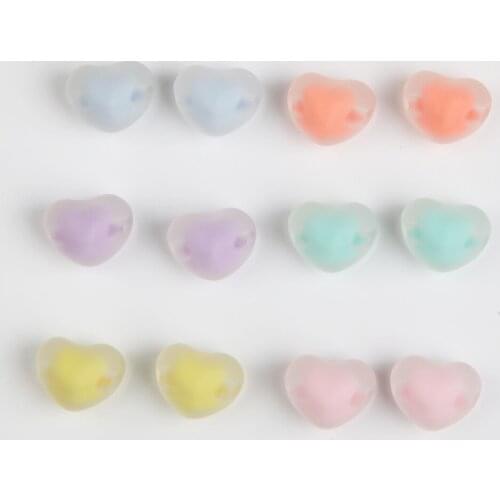 20/50PCS Frosting love Beads Mixed Color Pendant Acrylic Spaced Beads Jewelry Making Bracelet Diy Earrings Supplies Accessories