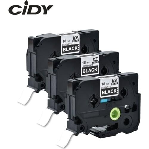 Cidy 3pcs/Lot Tze345 Tze 345 tz345 tz 345 White on Black Tze Compatible Brother Cassette Ribbon Ptouch Cartridge