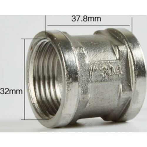 DN25 1" BSP Female Female Coupling 201 Stainless Steel Pipe Fitting Connector Plumbing Adapter Length 37.8mm
