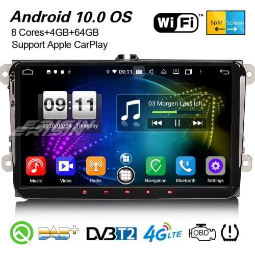 Erisin 8791 9" 8-Core DAB+ Carplaly Android 10.0 GPS Car Stereo DSP For VW Amarok EOS Passat CC Golf 5/6 Jetta SEAT Touran SKODA