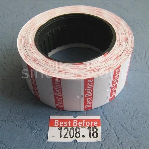 "Best Before" One Line Labels 21x12mm, expire day date labeller #5500 paper tag sticker rolls reel label use by price gun refill