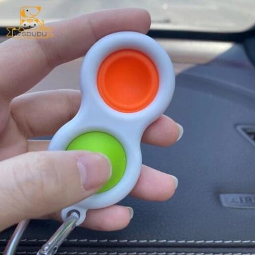 Fidget Dimple Toys Funny Anti Stress Educational Brain Finger Push Press Relief Soft Silicone Novelty Keychain Adult Kids Gifts