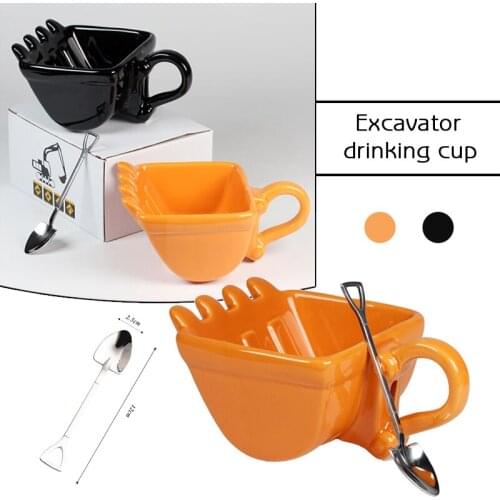 Personality Ceramics Excavator Shape Mug With Shovel Drinkware Coffee Tea Cups Creative Milk Coffee Cup Novelty Gifts