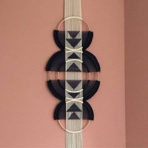 Creative wall hanging soft decoration with two rings woven and connected tapestry hanging decorations mexican home decoration