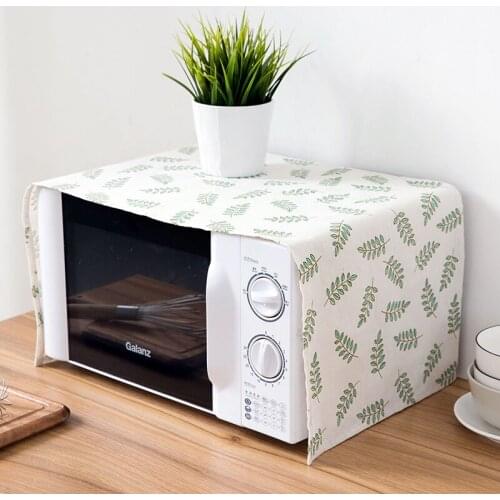 1pc Cotton And Linen Microwave Oven Cover Anti-dust Cover Oven Cloth