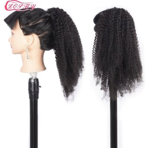 Drawstring Puff Afro Kinky Curly Ponytail Human Hair Long Clip In Ponytail Human Hair Extension Cheap Ponytail For Black Women