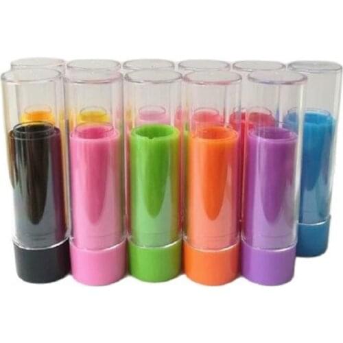 100pcs/lot Small Lip Balm Sample Tube with Clear Cap, 9mm Colorful Mini Lipstick Tube, Lovely Lip Blam Packaging Bottle
