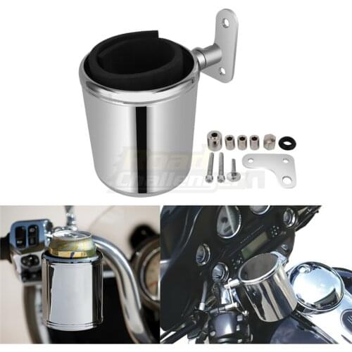 Motorcycle Chrome Cup Holder Handlebar For Harley Dyna Touring Road King 97-18 For Indian Road Master 14-19 Chieftain Limited
